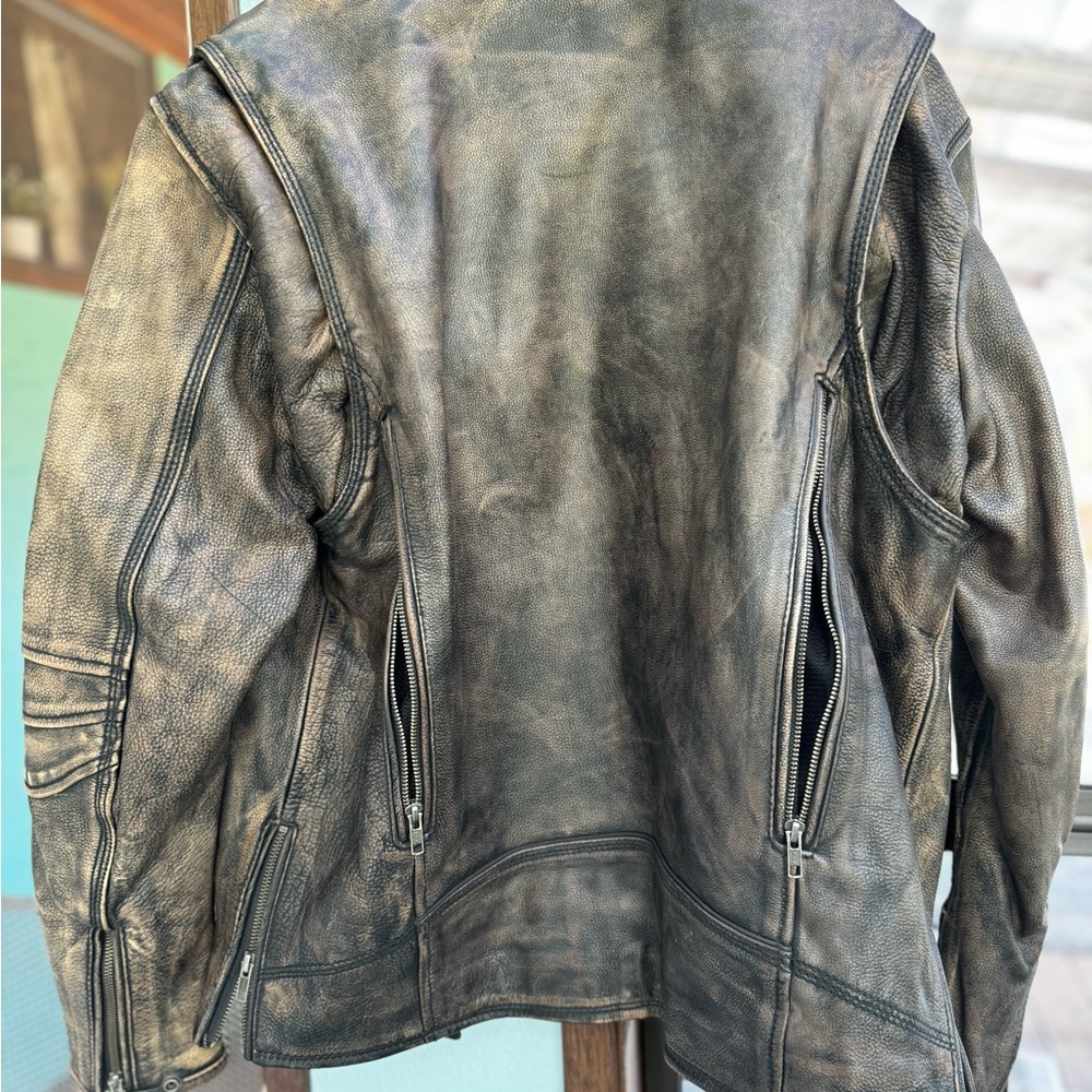 Brown Leather Motorcycle Riding Jacket - Picture 11 of 15